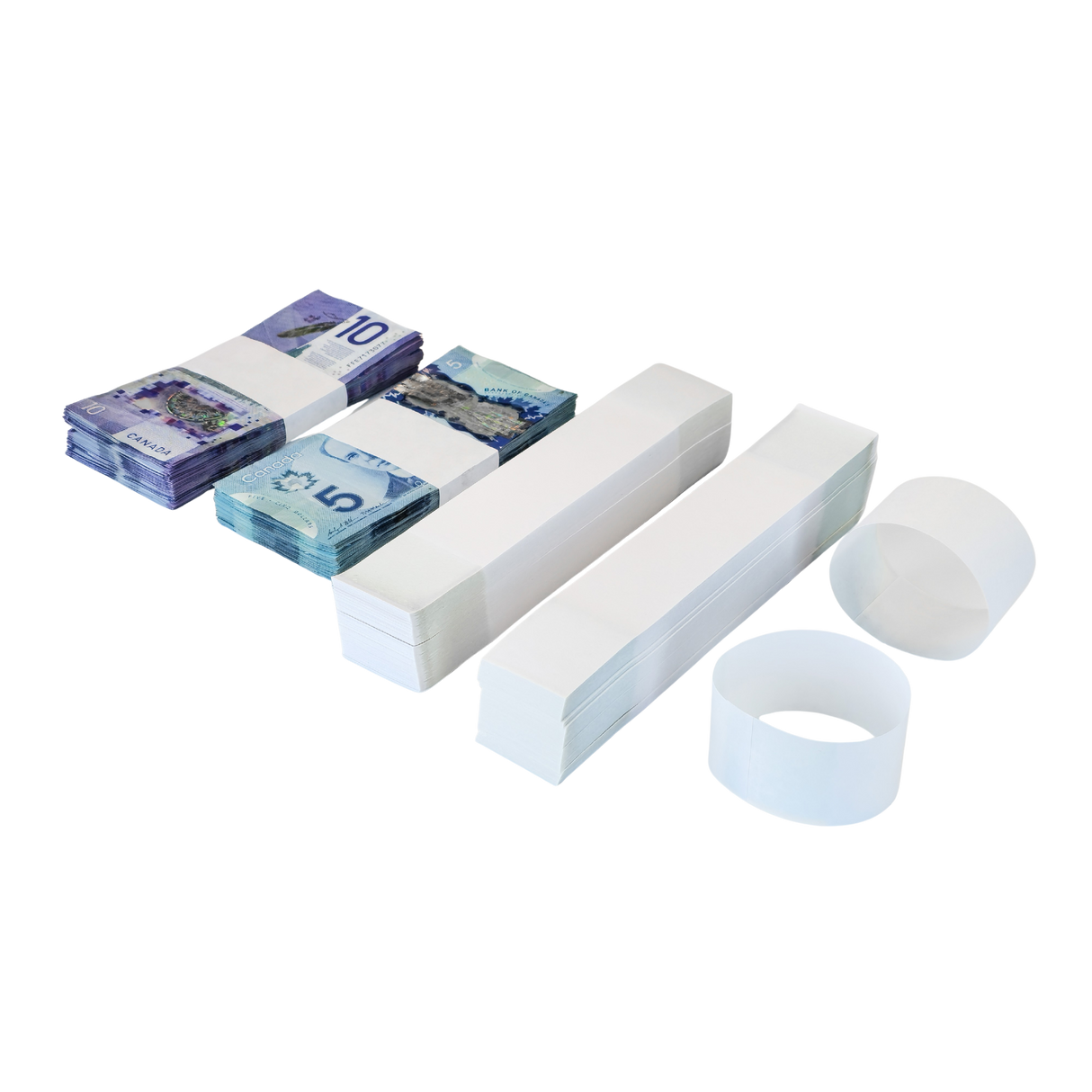 1.5" Pressure Sensitive Bill Straps For Canadian Bills - White