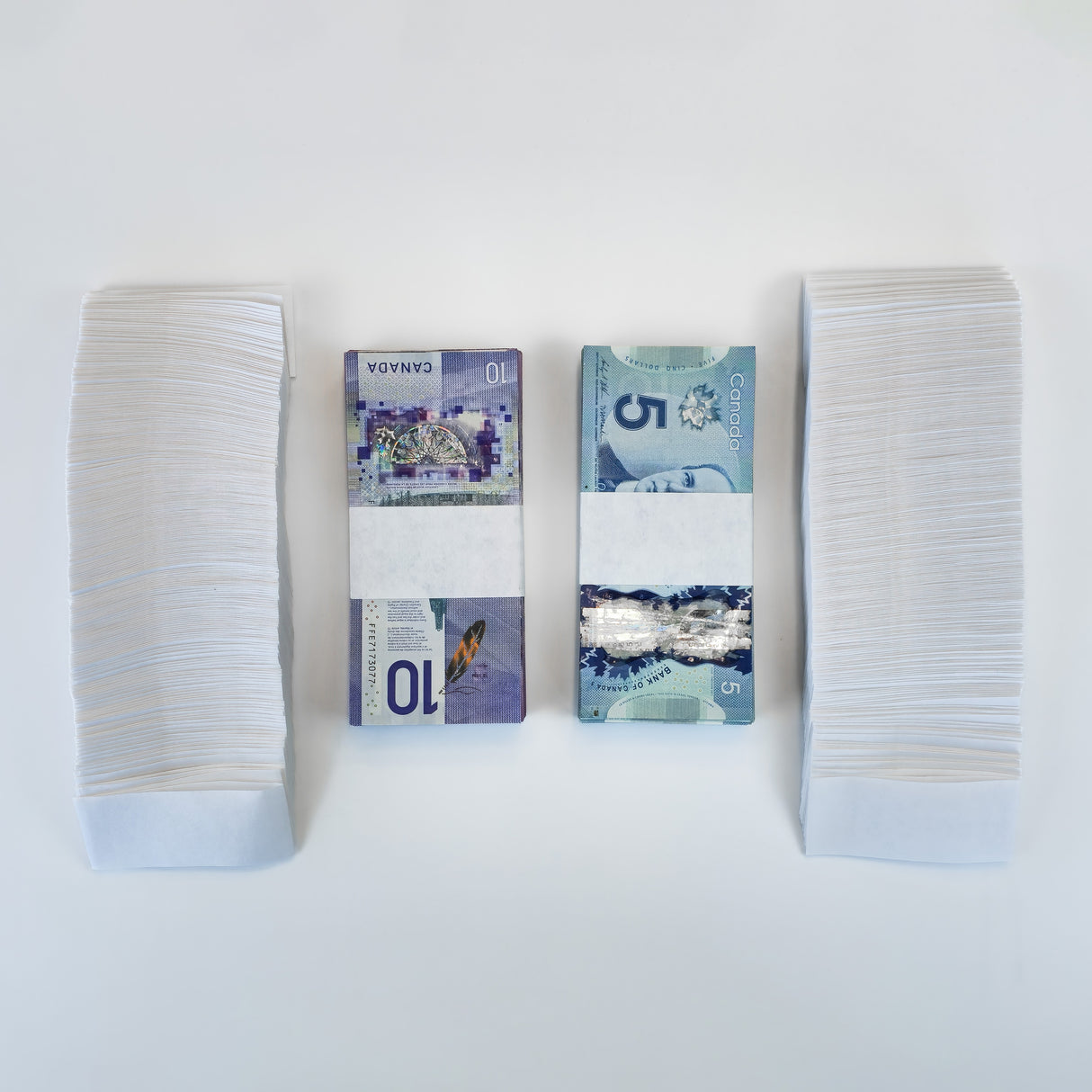 1.5" White Pre-Glued Bill Straps for Canadian Banknotes