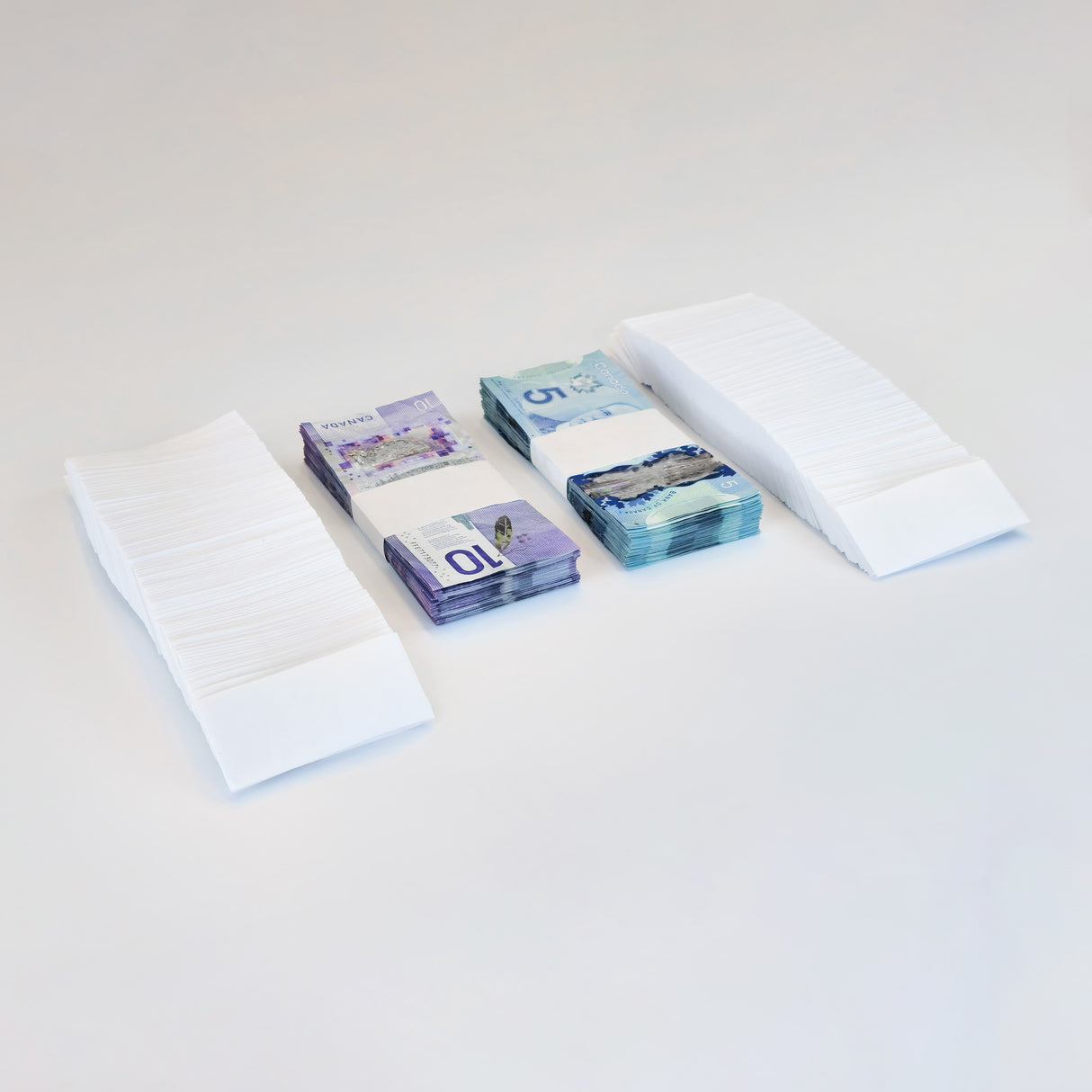 1.5" White Pre-Glued Bill Straps for Canadian Banknotes