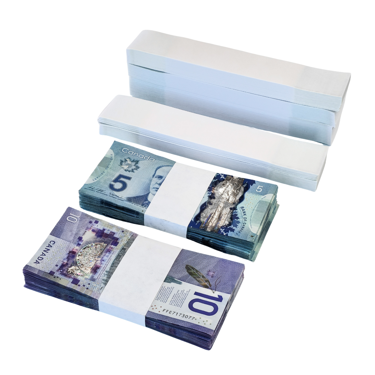 1.5" Pressure Sensitive Bill Straps For Canadian Bills - White