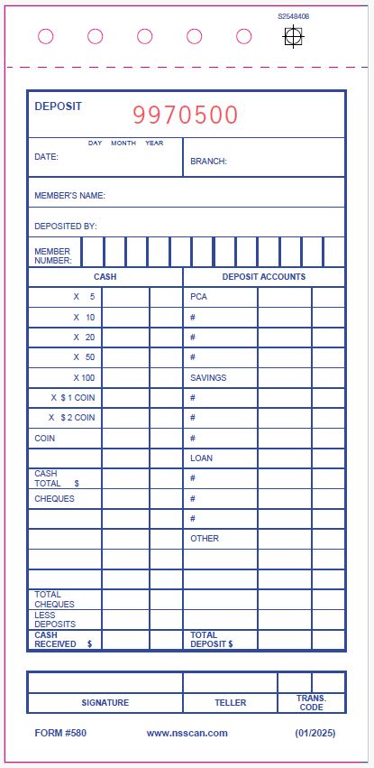 Deposit Slips - 2 Part