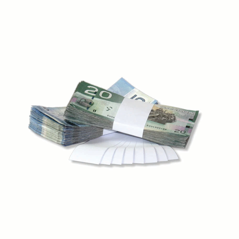 1.5" Pressure Sensitive Bill Straps For Canadian Bills - White