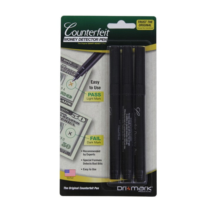 Dri Mark® Counterfeit Money Detector Pen for US banknotes - 3-pack